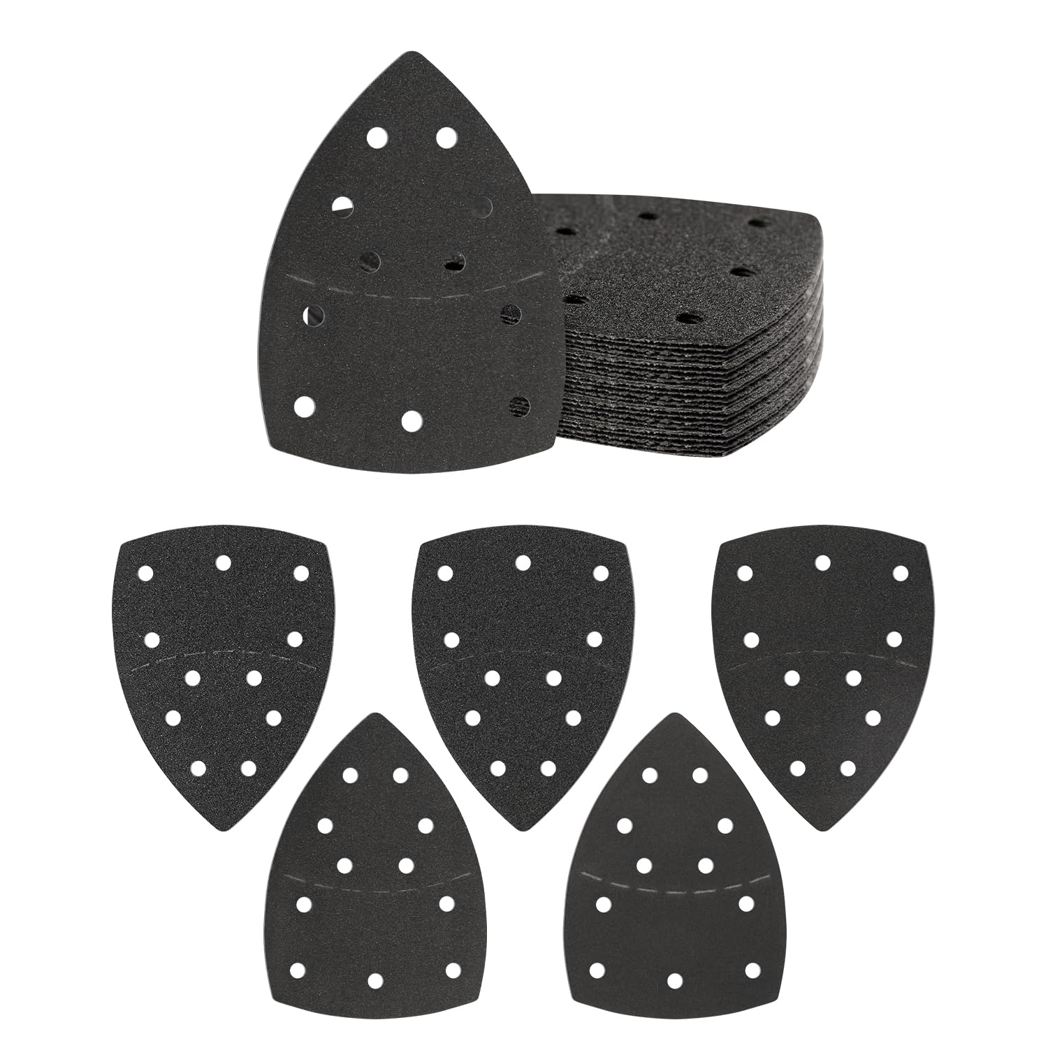 Photo 1 of 25PCS Mouse Sanding Sheets Wet and Dry Triangle Sanding Pads 11 Hole Detail Mouse Sander Paper Multiple Grits (60/80/120/180/240) Silicon Carbide Sandpaper for Wood, Stone for Daily Polishing