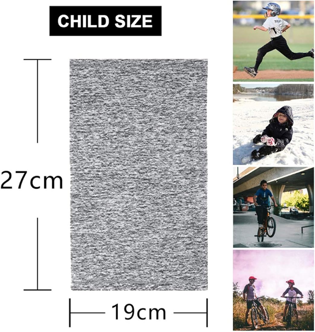 Kids Neck Gaiter Face Mask Bandana with Filter Tube Scarf Balaclava Face Cover for Boys Girls Outdoor Sport (Grey 2 Pack Child): Clothing