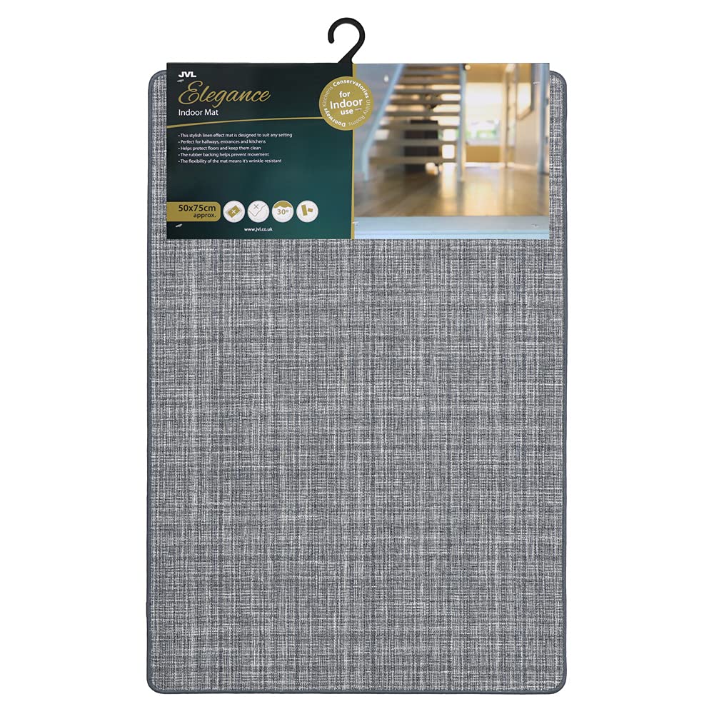JVL Elegance Indoor Mat Grey, 50cmx 75cm approx, One Size, 01-210