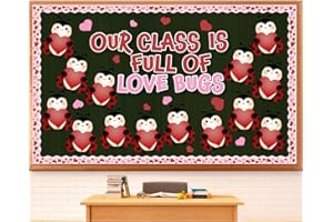DREASMT Love Bugs Valentines Day Bulletin Board Kit Classroom Decorations, Valentines Ladybugs Bulletin Boards for Kids Happy Valentines Day Decorations