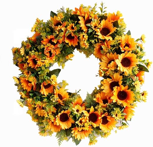 Amazon De Kunstliche Sonnenblume Ernte Seide Herbst Haustur Kranz Sommer Fruhling Kranz Dekoration