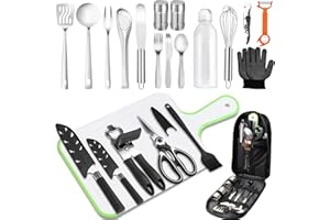 AOFUXTI Camping Cooking Utensils Set - Camping Kitchen Equipment, Compact and Portable Camper Accessories, Perfect for Travel, Picnic, RV, Camping, BBQ, Party