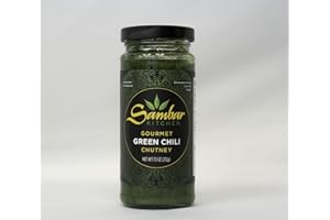 SAMBAR KITCHEN ESSENTIALS SAMBAR KITCHEN | Green Chili Chutney - Authentic Southern Indian Gormet Chutney (7.5oz, 1)