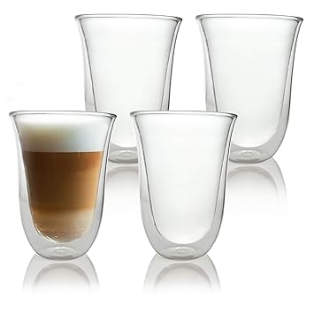 Caffé Italia Napoli 4 x 300 ml Doppelwand-Thermo-Gläser - für Latte Macchiato Tee Heiß- und Kaltgetränke - spülmaschinengeeignet