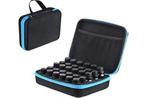BLIRITEL EVA Essential Oils Organizer, 30 Bottles Hard Shell Essential Oil Storage Carrying Case, Essential Oils Boxes Holds 30 Bottles with 5ml,10ml,15ml (Blue)