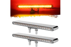 Partsam 2Pcs 12" Clear Lens Red/Amber LED Combo Dual Face Truck Semi Trailer Light Bars 20LED Waterproof w Double Studs Seale