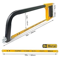 Hanpex 12inch High-Tension Hacksaw Frame with 24