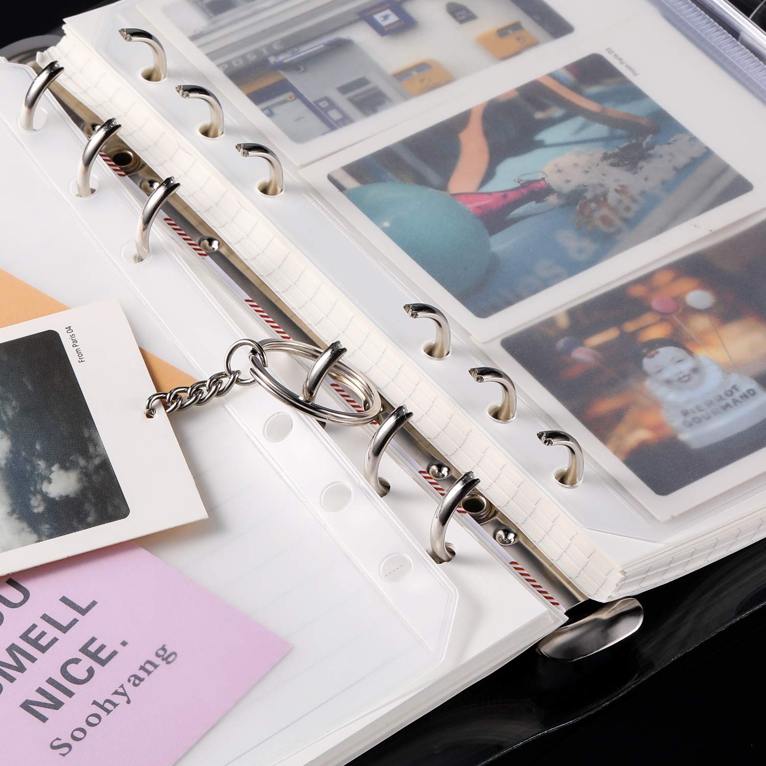 Binder Pockets 30 Pieces A6 Size 6 Holes Binder Pockets Plastic Binder