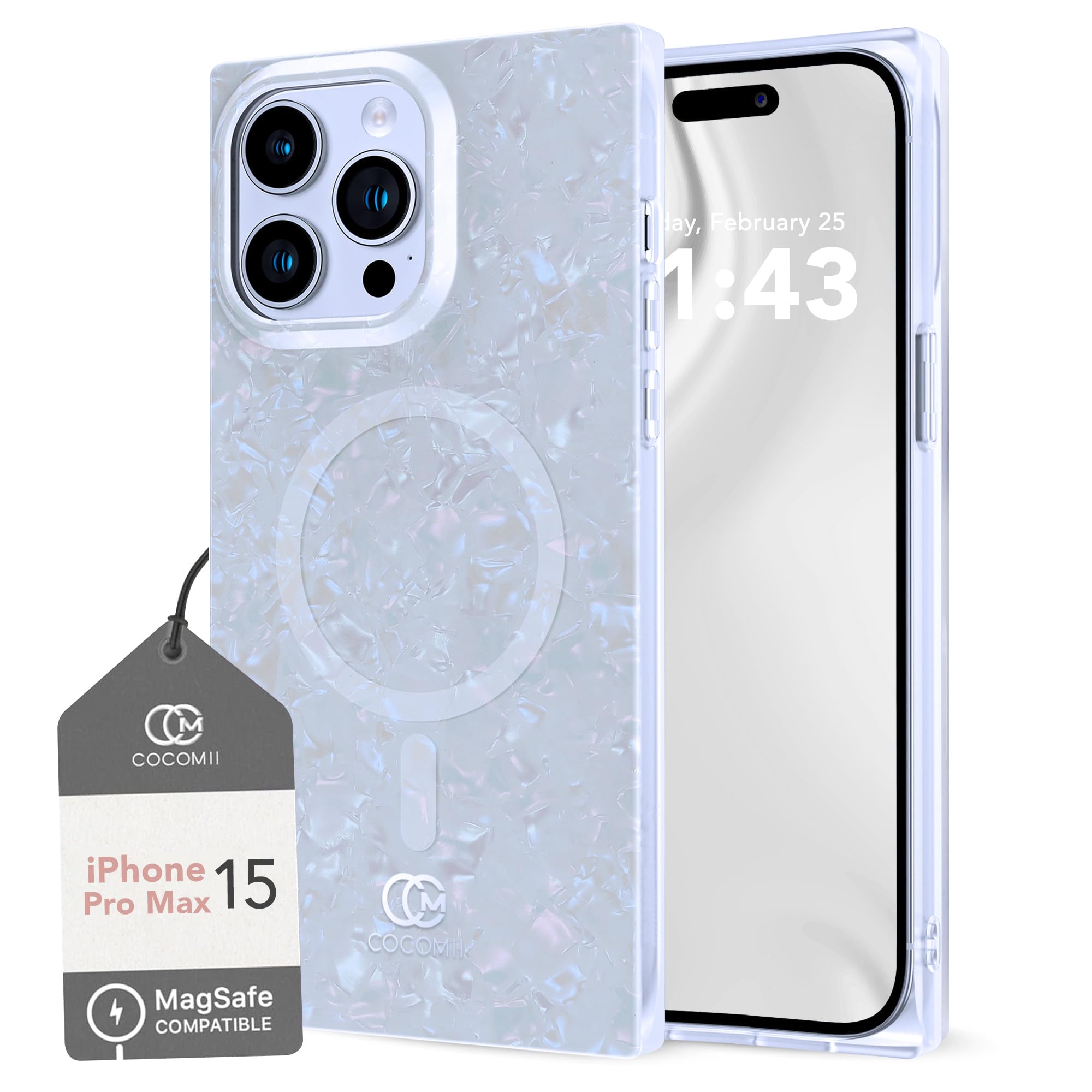 Photo 1 of Cocomii - Rectangle Case Compatible with iPhone 15 Pro Max - Compatible with MagSafe, Opalescent Pearl, Glitter Sparkle, Glossy, Magnetic Phone Case for iPhone 15 Pro Max 6.7 inch, Iridescent