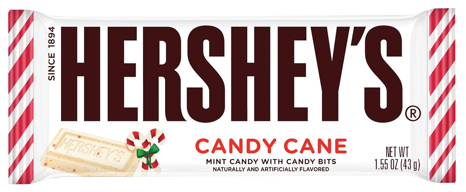Hersheys Candy Cane Mint Candy with Candy Bits Candy Bar, 1.55Ounce Bar (Pack of 6