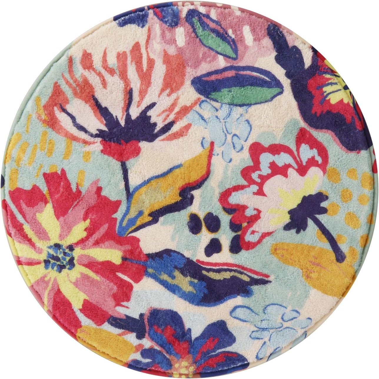 Ailsan Watercolor Flora Abstract Pattern Round Faux Wool Area Rug Mordern Flannel Microfiber Throw Runner Rug 2'Non-Slip Backing Soft Floor Carpet for Sofa Living Room Bedroom
