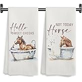 WARDOS Hello Sweet Cheeks Horse Bathroom Hand Towels, Funny Farmhouse Animal Horse Bathing Decorative Hand Towels for Bathroom Washroom Toilet Restroom, 16x24 Inch Set of 2