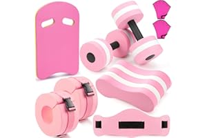 Sonwyoung 8 Pcs Water Aerobics Set Including Exercise Foam Dumbbells Aquatic Swim Belt Pull Buoy Swim Kickboard Sport Gloves Water Weights Equipment for Aquatic Fitness Weight Loss Fitness Tool