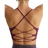 RUNNING GIRL Sports Bras for Women,Sexy Crisscross Back Seamless Padded Sports Bra Medium Support with Removable Pads