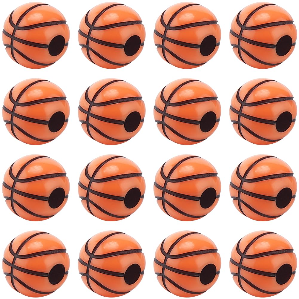 SUNNYCLUE 1 Bag 150Pcs Acrylic Basketball Beads Sports Beads Bulk Big Hole Yellow Sport Basket Ball Bead for Jewellery Making Beads Supplies DIY Crafts Necklaces Bracelets Hair Ties Keychains Adults