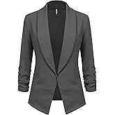 Lock and Love Women 3/4 Sleeve Blazer Open Front Cardigan Jacket Work Office Blazer