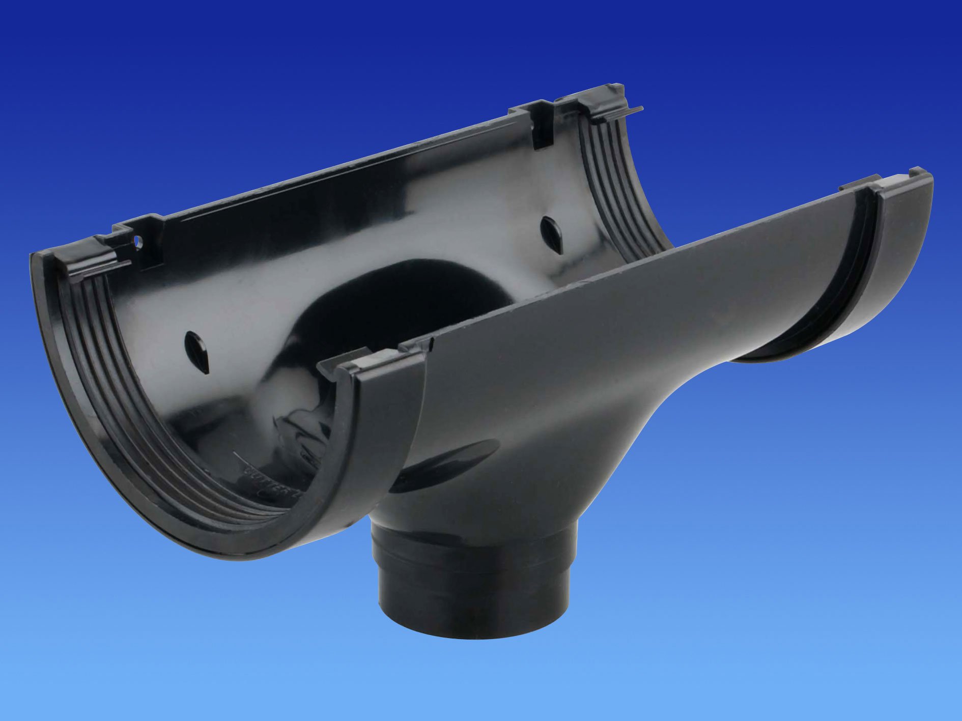 5T508 OSMA Superline Gutter Running Outlet BLACK