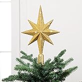Civaner 11" Bethlehem Star Tree Topper Gold Glitter Christmas Star Tree Topper Vintage Decorative Christmas Ornaments for Home Xmas Party Holiday Decor