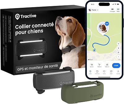 – Collier GPS Chien Connecté, Bundle avec Coque Olive | Édition 2025 | Localisation GPS en Direct | Alertes Anti-fugue et de Santé | Moniteur de Signes Vitaux | Leader du Marché (Noir)