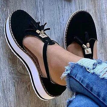 Amazon Co Jp 女性用サンダルプラットフォームタッセルスエードサンダルクローズドトゥバックルシューズファッションフリンジ快適な夏 のアウトドアビーチ旅行ローマのビーチサンダル スポーツ アウトドア