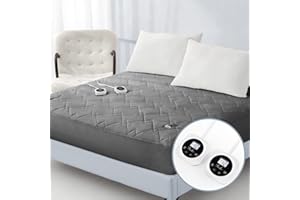 Reaks Electric Mattress Pad California King Size, Quilted Heated Mattress Pad Dual Control with 10 Heat Settings, ETL Certified Bed Warmer with Timer for 1-12 Hours Auto Off, Lighted Button, Grey