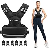Liveet Adjustable Weighted Vest for Women Men, 4-10lb 11-20lb 20-32lb Weight Vest with 6 Ironsand Bags, Running Vest with Reflective Strips Adjustable Buckle Straps for Walking Strength Training
