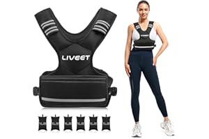 Liveet Adjustable Weighted Vest for Women Men, 4-10lb 11-20lb 20-32lb Weight Vest with 6 Ironsand Bags, Running Vest with Ref