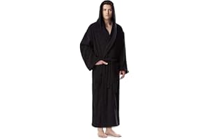 Arus Men's Hooded Classic Bathrobe Turkish Cotton Robe with Full Length Options
