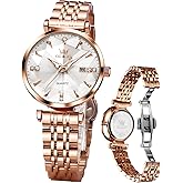 OLEVS Women Watches Simple Dress Ladies Watch Rose Gold Stainless Steel Watch Waterproof Quartz Date Luxury Diamond Small Wristwatch Fashion Analog Female Reloj Mujer Blue White Green Red Yellow Face