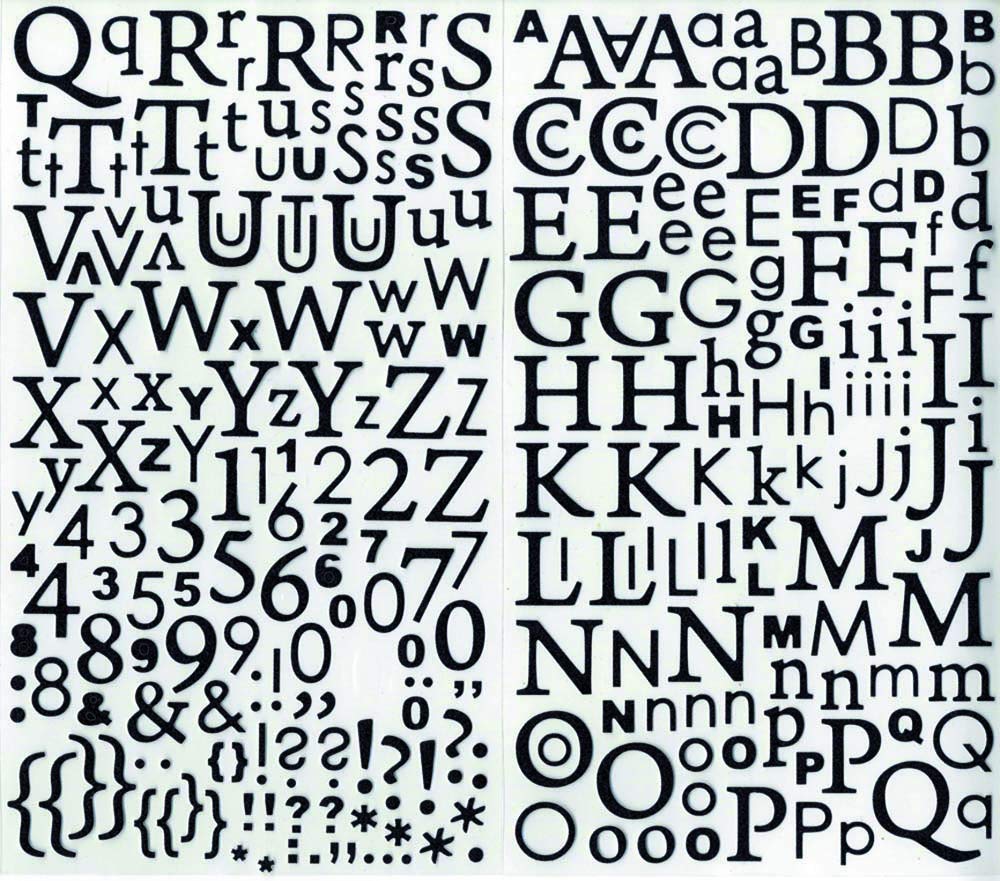 Artemio 300-Piece Glitter Alphabet, Black