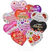 BinaryABC Happy Valentines Day Balloons,Love Heart Foil Balloons,Valentines Day Romantic Photo Props Decorations,10Pcs