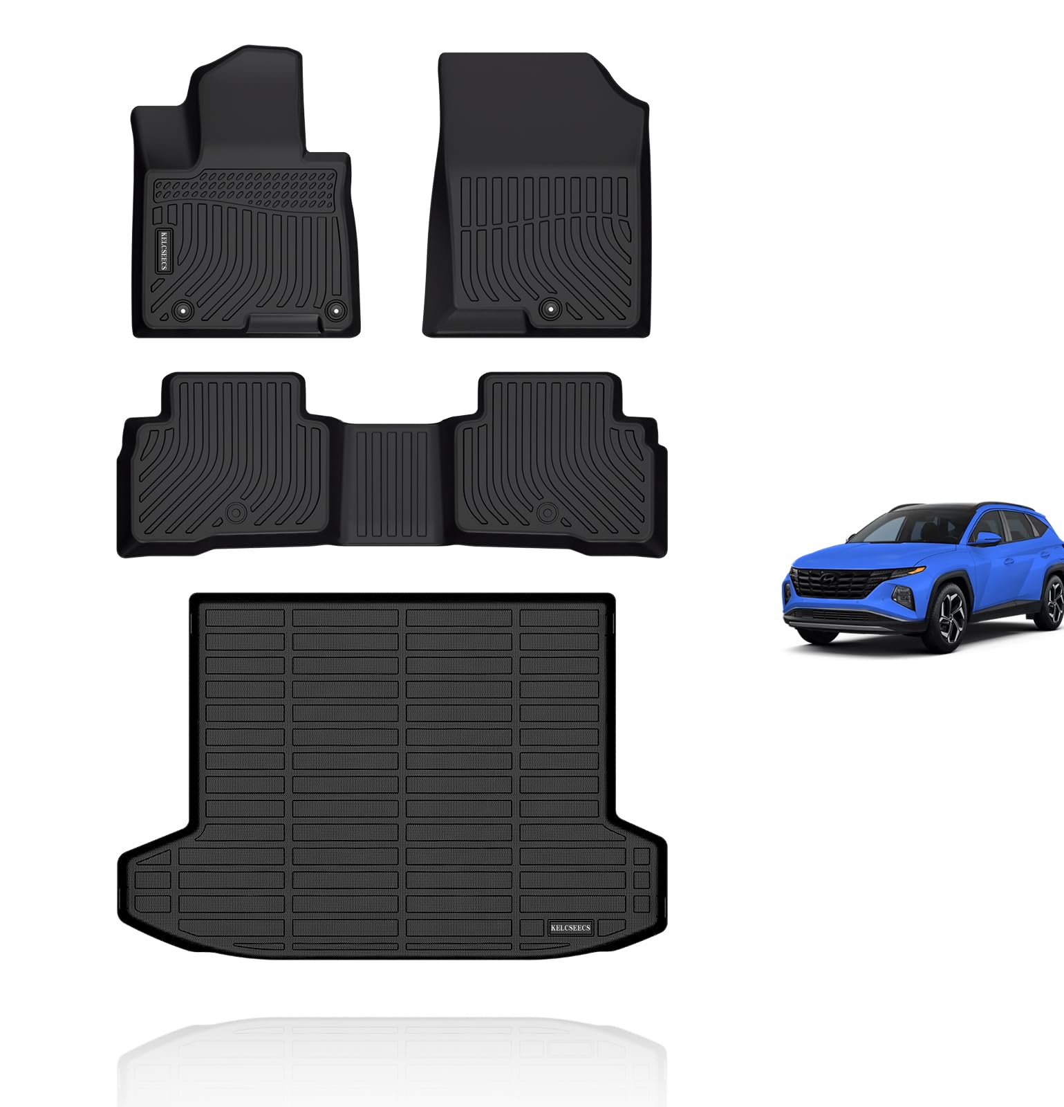 Photo 1 of KELCSEECS® Floor Mats & Cargo Liner for 2025-2022 Hyundai Tucson Hybrid Car Mats Cargo Mat Trunk Mat Tucson Hybrid All Weather Floor Mats Trunk Liner Black Accessories