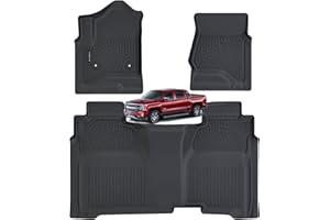 SANBAN-AXE Floor Mats for 2014-2019 Chevy Silverado GMC Sierra 1500 Crew Cab, Chevrolet Silverado/Sierra 2500 HD/3500 HD Crew