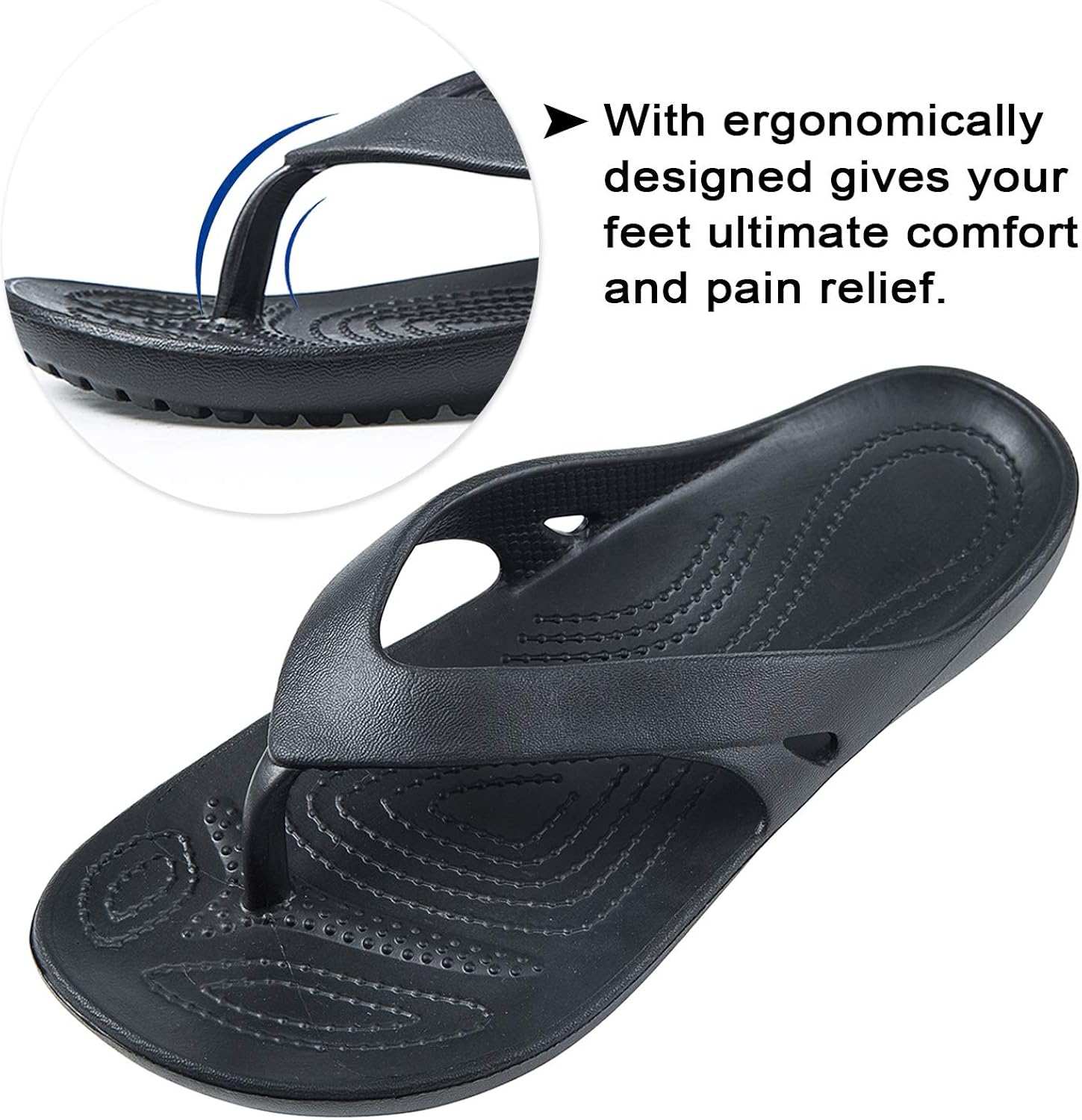 | Temi Women's Flip Flops, Soft Lightweight Sandals for Women Anti Slip Casual Slippers Shower Beach Pool Bathroom Flat Slides Shoes | Slides