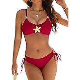 BMJL Bikini Set for Women Cheeky Two Piece Swimsuits Scoop Neck Bathing Suit with Ajustable String Bottom