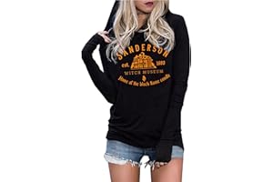 Susongeth Halloween Sanderson Sisters Fashion Hoodie Women Halloween Hocus Pocus Long Sleeve T-Shirt Lightweight Pullover Top