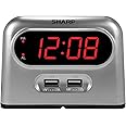Amazon.com: Sharp Digital Alarm Clock with 2 Ultra Fast Charging USB ...