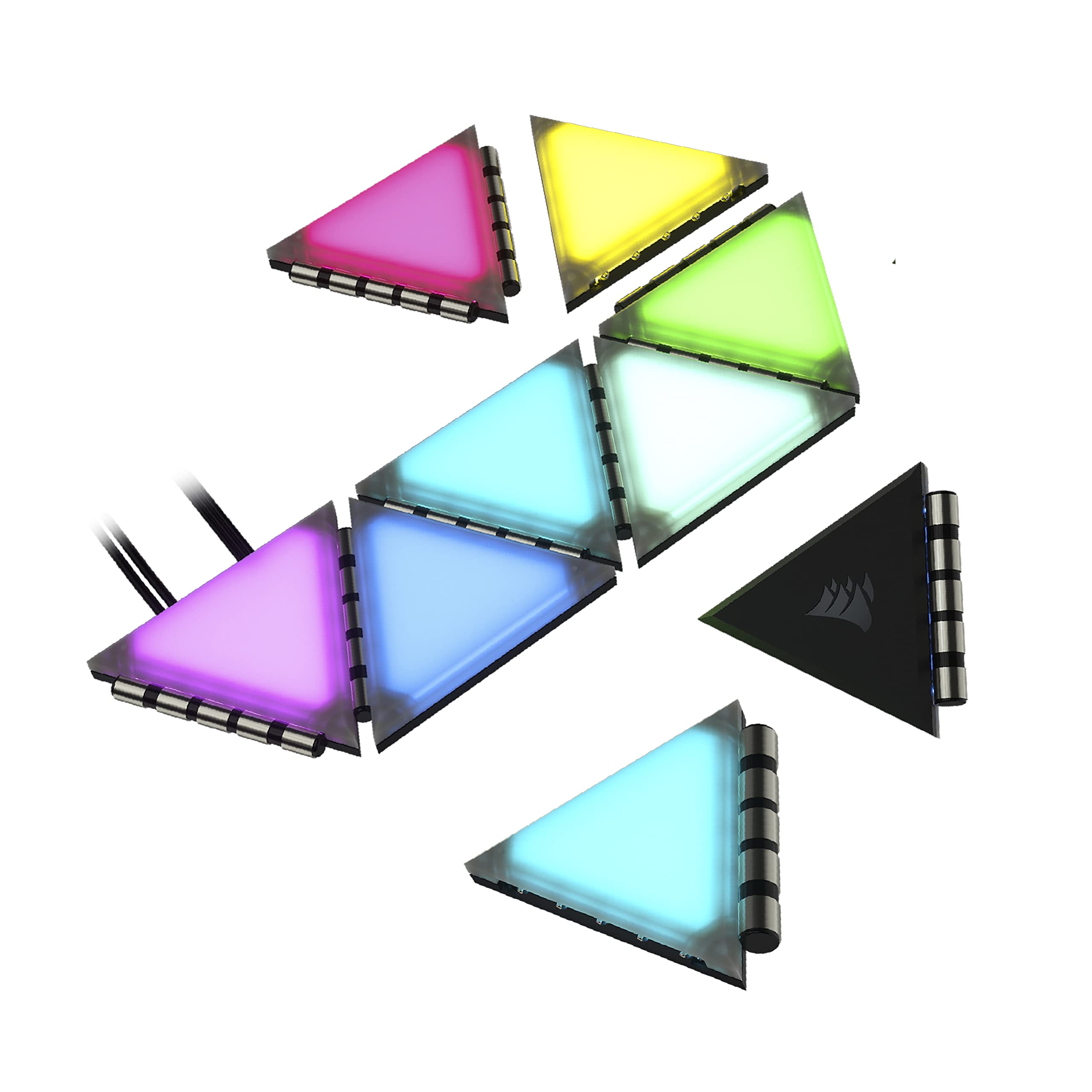 Corsair iCUE LC100 Case Accent Lighting Panels - Mini Triangle - 9X Tile Expansion Kit (81 RGB LEDs with Light Diffusion, Simple Magnetic Attachment) Clear