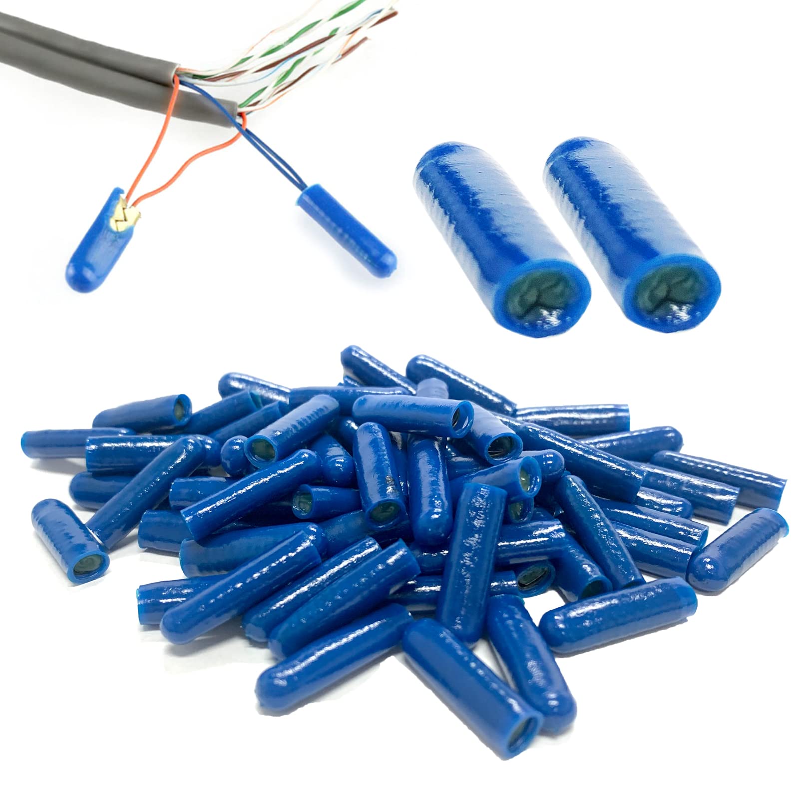 B Type Gel Filled Wire Connectors - Silicone Telephone Alarm Wire Crimp Bean Splice for Low Voltage Application, Blue (1000 PCS)