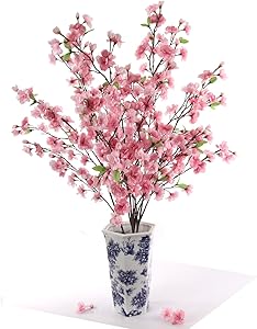 Larskilk Dark Pink Japanese Cherry Blossoms, Four 36 Inch Blossom Branches, Wedding, Party, Event, Xmas Holiday Décor, Japan's National Flower