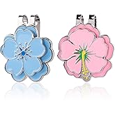 lasuroa 2pcs Magnetic Golf Ball Marker & Hat Clip, Flower Shaped Golf Ball Markers Set with Strong Magnet Golfer Hat Clip Accessories for Men Women Bag Decorations (Blue, Pink)