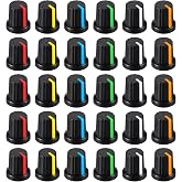 30 Pcs 6mm Knurled Shaft Potentiometer Knob, 6 Colors Potentiometer Control Knobs, Plastic Guitar Volume Tone Rotary Knob for Electric Guitar Volume Tone Knobs, Amplifier amp Volume Control
