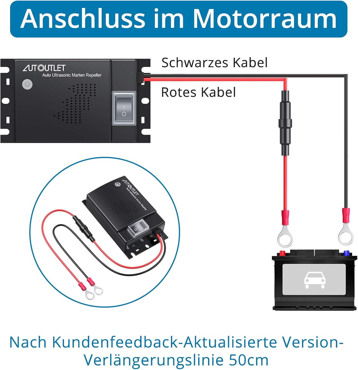 AUTOUTLET Marderschreck Car, Ultrasonic Tones Marten Defense Marten Protection Vehicle Accessories - Image 4