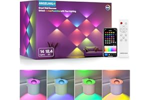 ANGELHALO Smart Wall Sconces, Music Sync Indoor Double-Headed Wall Lights, Works with Alexa, Multicolor LED Wall Light for Home Decor, Dynamic Scenes Indoor Light for Living Room, Bedroom, 14 Pack