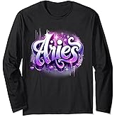 Pink & Purple Aries Zodiac Star Sign Long Sleeve T-Shirt