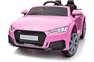 Hikiddo Electric Ride on Car for Kids, Licensed Audi 12V 7Ah Kids Ride-on Toy for Toddlers 3-5 Year Old Girls with Remote, Bluetooth - Pink