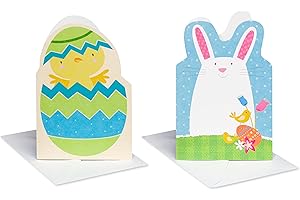 American Greetings Easter Cards for Kids with Envelopes, Chick in Egg and Bunny (6-Count)