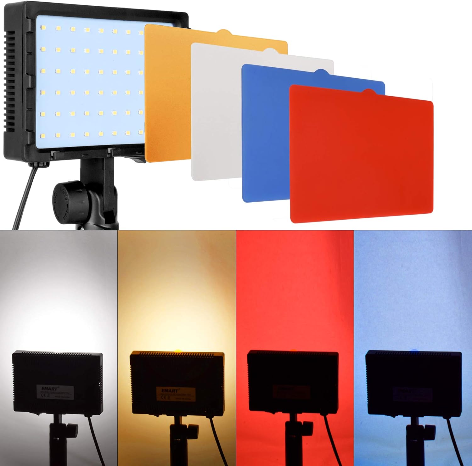 Emart 60 LED Continuous Portable Photography Lighting Kit for Table Top Photo Video Studio Light Lamp with Color Filters - 2 Packs : Camera & Photo