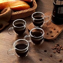 Wells Espresso Cups Set of 4 with Handle, 2.5oz