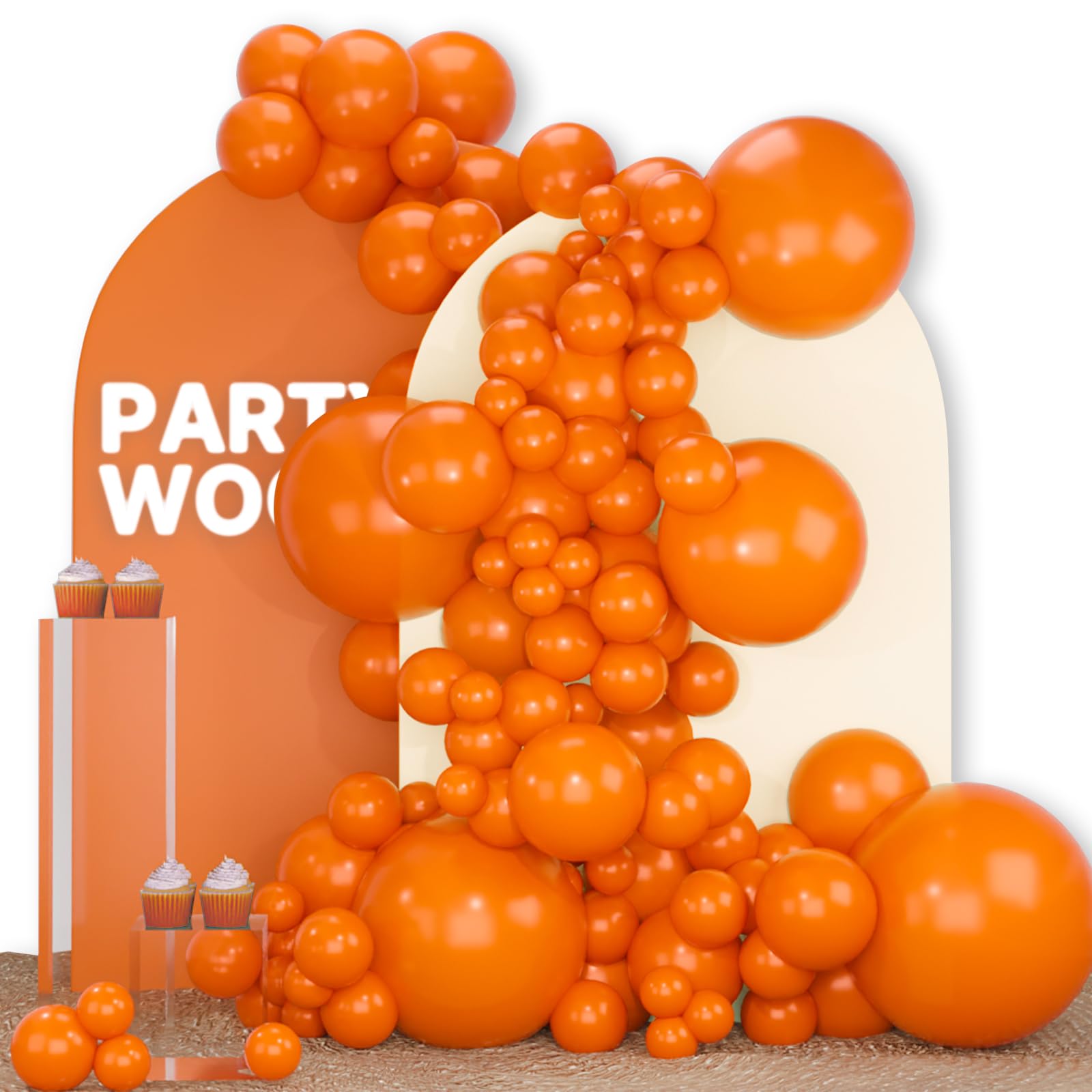 Photo 1 of PartyWoo Orange Balloons 142 pcs Orange Balloon Different Sizes Pack of 18 12 10 5 Inch Pumpkin Balloons Balloon Garland Arch Kit for Thanksgiving Halloween Fall Birthday Party Decorations Orange-Y9